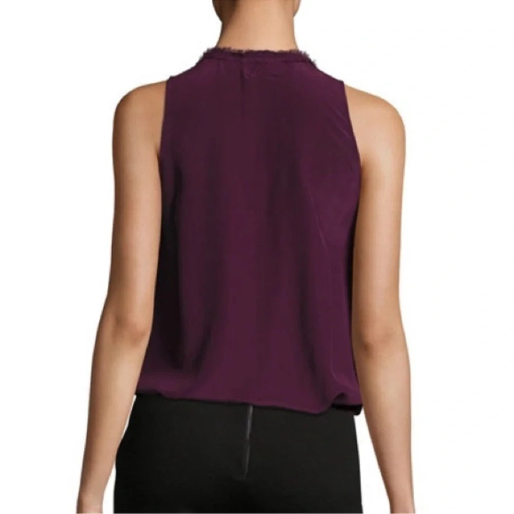 Alice + Olivia Silk Elisa High Neck Wine Merlot Ruffle Sleeveless Top Women’s XS - Picture 14 of 16